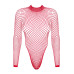 Сітчастий бодістокінг із довгим рукавом Obsessive B126 teddy red XL/XXL, червоний