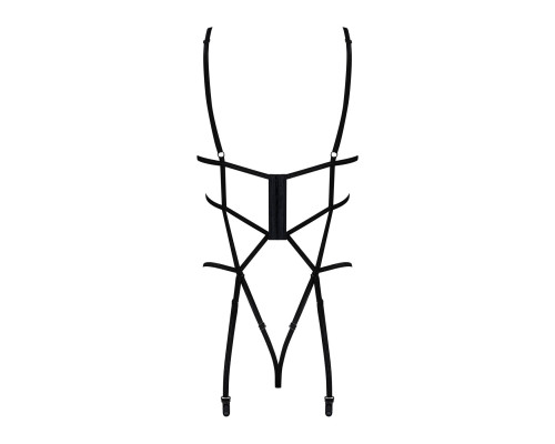 Боді зі стреп із доступом Obsessive Badossa crotchless teddy L/XL, чорний
