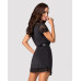 Сатиновий відкритий пеньюар на поясі Obsessive 810-PEI–1 peignoir black S/M, чорний