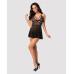 Еротичний мереживний комплект із сіточкою Obsessive 838-BAB-1babydoll & thong black S/M