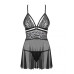 Еротичний мереживний комплект із сіточкою Obsessive 838-BAB-1babydoll & thong black S/M