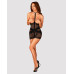 Напівпрозора сорочка з відкритими грудьми Obsessive Lacrisia chemise M/L, чорна, з чокером