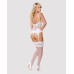 Сатиновий мереживний корсет Obsessive 810-COR-2 babydoll & thong S/M, білий, корсет, танга