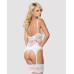 Сатиновий мереживний корсет Obsessive 810-COR-2 babydoll & thong L/XL, білий, корсет, танга