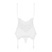 Сатиновий мереживний корсет Obsessive 810-COR-2 babydoll & thong L/XL, білий, корсет, танга