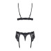 Мереживний комплект білизни Obsessive 810-SEG-1 S/M Black, бюстгальтер, стрінги, пояс для панчіх