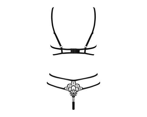 Еротичний комплект зі стреп Obsessive Badossa 2-pcs set S/M, чорний, з доступом