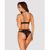 Еротичний комплект під латекс зі стрепами Obsessive Bagirela 2-pcs set L/XL, чорний, під леопард, бю