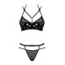 Еротичний комплект під латекс зі стрепами Obsessive Bagirela 2-pcs set L/XL, чорний, під леопард, бю