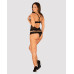 Напівпрозорий набір з прикрасами Obsessive Ivannes top & thong L/XL, чорний, топ та танга