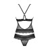 Напівпрозорий набір з прикрасами Obsessive Ivannes top & thong L/XL, чорний, топ та танга