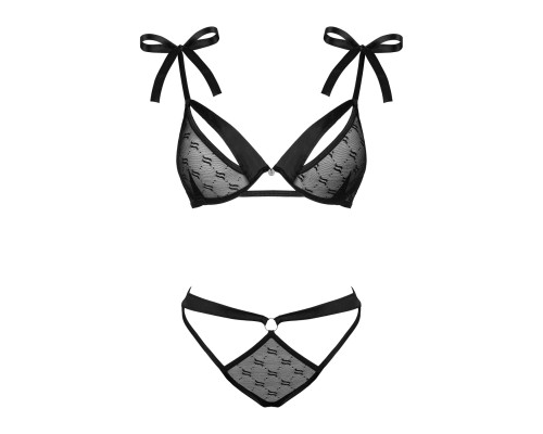 Напівпрозорий еротичний комплект Obsessive Obsessivia 2-pcs set black L/XL, бюстгальтер та трусики