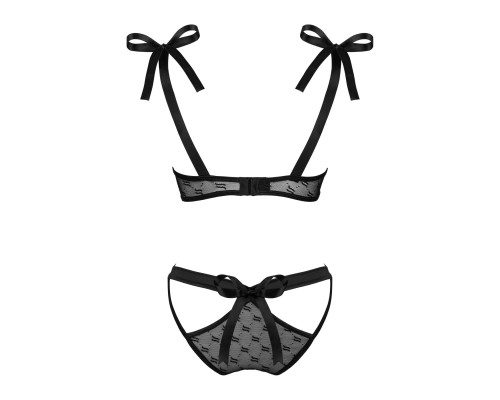 Напівпрозорий еротичний комплект Obsessive Obsessivia 2-pcs set black L/XL, бюстгальтер та трусики