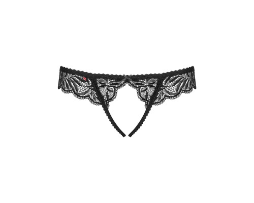 Мереживні танга з доступом Obsessive Contica crothchles thong L/XL, чорні