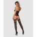 Бодістокінг Obsessive Bodystocking F214 black S/M/L, імітація корсета та панчіх на підв’язках