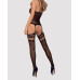 Бодістокінг Obsessive Bodystocking F214 black S/M/L, імітація корсета та панчіх на підв’язках