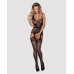 Бодістокінг Obsessive Bodystocking F217 XL/XXL, елегантний силуетний малюнок, імітація панчіх
