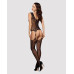 Бодістокінг Obsessive Bodystocking F221 S/M/L, силуетний малюнок з квітковими мотивами, імітація пан
