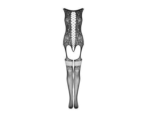 Бодістокінг Obsessive Bodystocking F236 S/Ml/L, глибоке декольте, імітація шнурівки