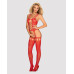 Бодістокінг Obsessive Bodystocking G313 S/M/L red, шнурівка, геометричний декор