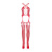 Бодістокінг Obsessive Bodystocking G313 S/M/L red, шнурівка, геометричний декор