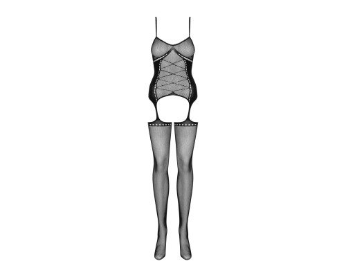 Бодістокінг Obsessive Bodystocking G314 S/M/L, імітація корсета та корсетної шнурівки