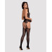 Бодістокінг Obsessive Bodystocking G316 S/M/L, квітковий декор, схрещені підв’язки
