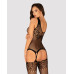 Бодістокінг Obsessive Bodystocking G323 XL/XXL black, малюнок бджоли та метелика
