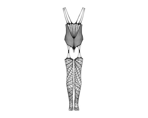 Ажурний бодістокінг під павутину Obsessive Bodystocking G325 black S/M/L, чорний, комбінезон