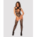 Ажурний бодістокінг з отворами Obsessive Bodystocking G327 black S/M/L, комбінезон, з доступом