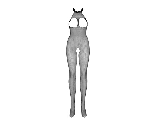 Бодістокінг із дрібної сітки з відкритими грудьми та доступом Obsessive Bodystocking N101 S/M/L