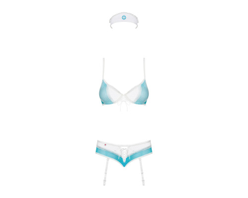 Еротичний костюм медсестри Obsessive 834-CST-6 L/XL, біло-блакитний