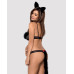 Еротичний костюм гепарду Obsessive Gepardina 3 pcs costume S/M, чорний, хутряне оздоблення, монокіні