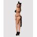 Еротичний костюм гепарду Obsessive Gepardina 3 pcs costume S/M, чорний, хутряне оздоблення, монокіні
