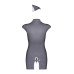 Еротичний костюм стюардеси Obsessive Stewardess 3 pcs grey L/XL, сірий, сукня, стрінги, пілотка