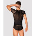Чоловіча напівпрозора футболка з орнаментом Obsessive T102 T-shirt S/M/L, чорна