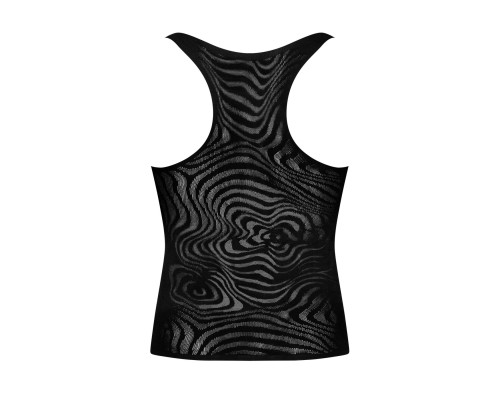 Чоловіча напівпрозора майка-борцовка з візерунком Obsessive T103 tank top S/M/L, чорна