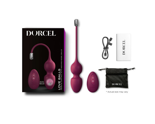 Вагінальні кульки Dorcel LOVE BALLS PLUM, вібрації та рухи внутрішньої кульки, пульт ДК
