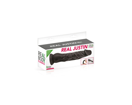 Фалоімітатор із присоскою Real Body — Real Justin Black (м'ята упаковка!!!)
