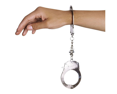 Наручники металеві Adrien Lastic Handcuffs Metallic (поліцейські) (м'ята упаковка)
