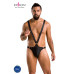 Чоловіче боді з люверсами Passion 028 HARRY S/M Black, екошкіра, на шлейках