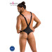 Чоловіче боді з люверсами Passion 028 HARRY S/M Black, екошкіра, на шлейках