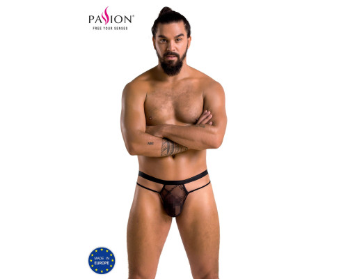 Чоловічі прозорі стринги Passion 029 THONG COLLIN L/XL Black, сітка