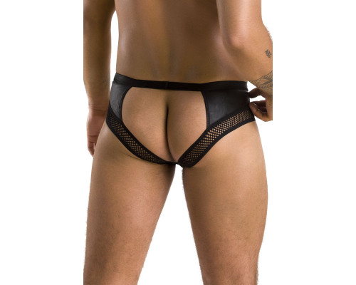 Чоловічі труси з ланцюжком Passion 030 SLIP TOM XXL/XXXL Black, екошкіра, відкриті сідниці