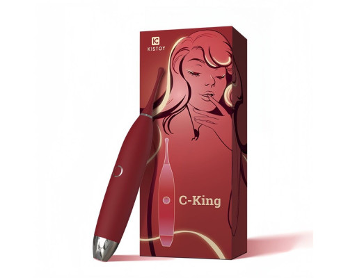 Кліторальний вібратор KISTOY C-King Red, з двома дод. насадками, потужна прицільна стимуляція