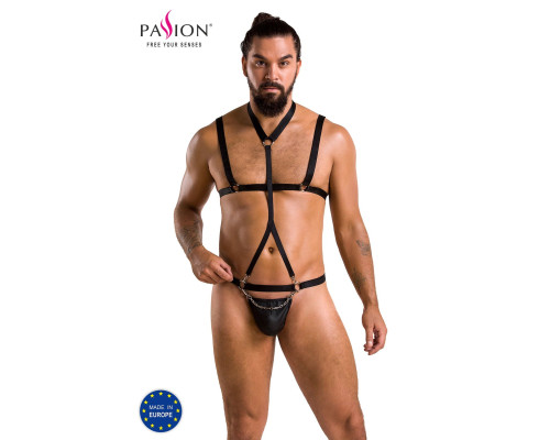 Комплект чоловічої білизни зі стреп Passion 039 SET ANDREW XXL/XXXL Black, стринги, шлейки