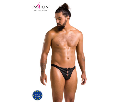 Чоловічі сліпи на шнурівці Passion 044 SLIP BEN L/XL Black, екошкіра, люверси