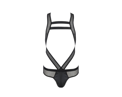 Чоловіче еротичне сітчасте боді Passion 045 VICTOR XXL/XXXL Black, екошкіра, сітка