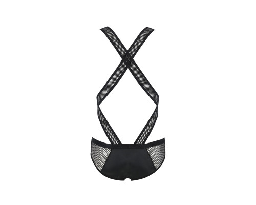 Чоловіче еротичне сітчасте боді Passion 045 VICTOR XXL/XXXL Black, екошкіра, сітка