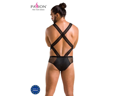 Чоловіче еротичне сітчасте боді Passion 045 VICTOR XXL/XXXL Black, екошкіра, сітка